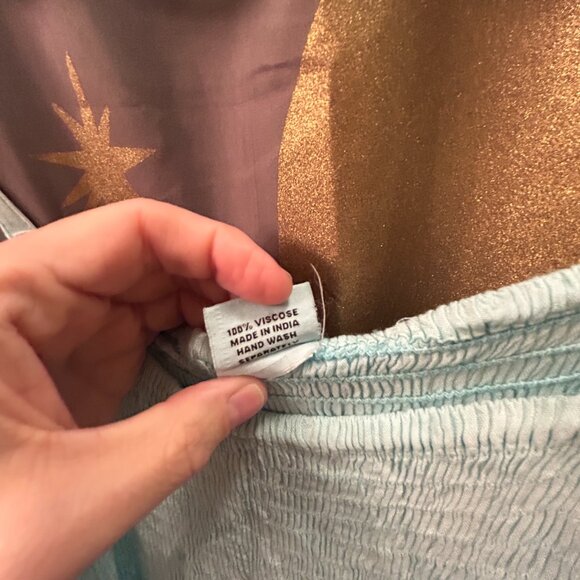 Lotus Leaf Blue & White Textured Ombre Summer Dress, Viscose Size Medium - Picture 3 of 3